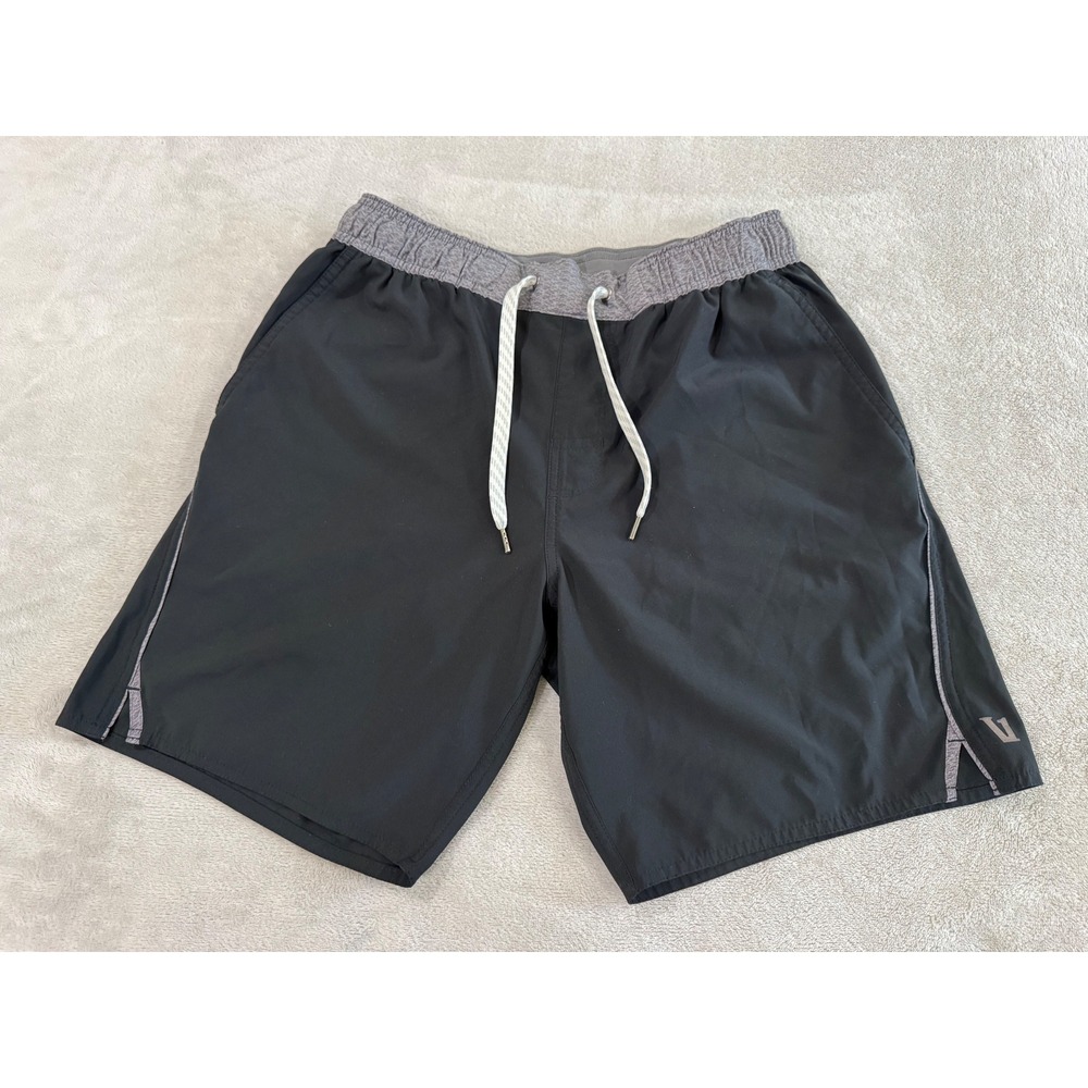 Vuori Kore Shorts Mens Small Black Grey Athletic Training Lined Gym Workout 7.5